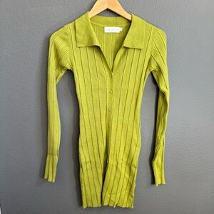 Beige Botany Chartreuse Ribbed Dress